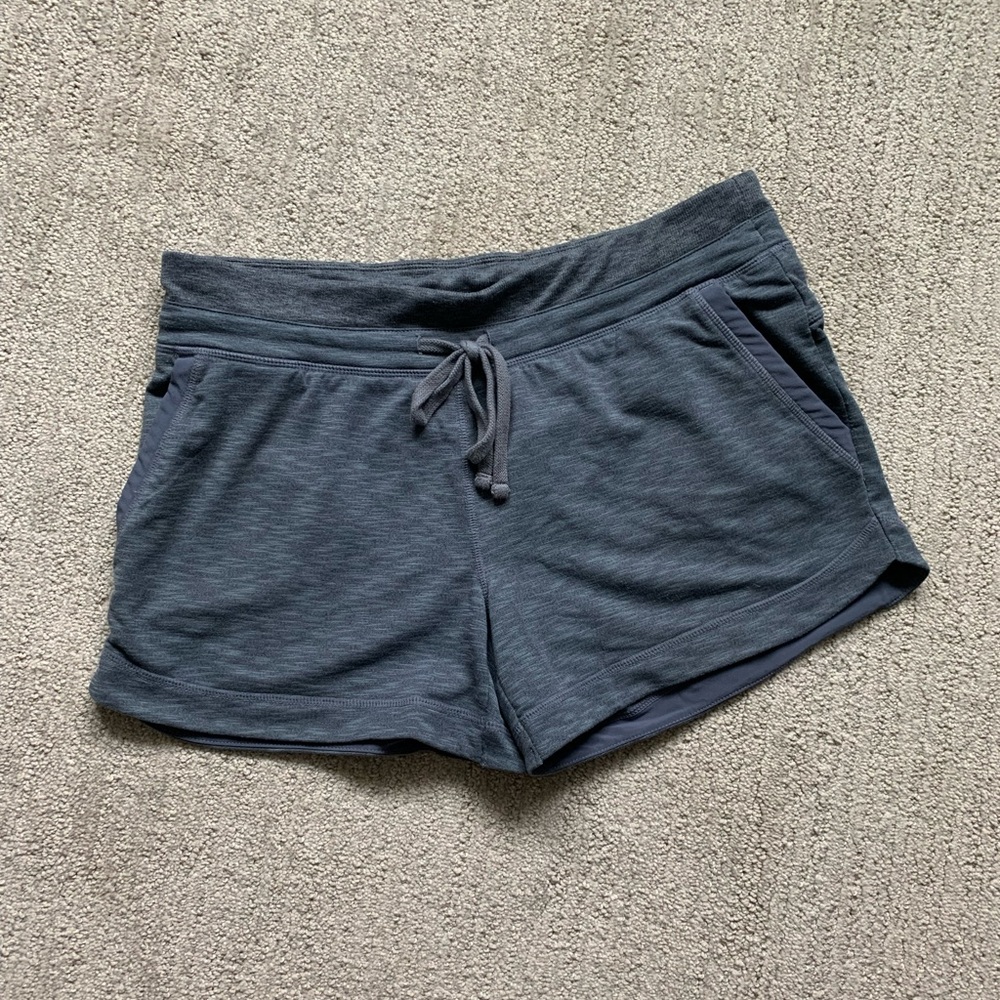 ATHLETA Techie Terry Shorts - Charcoal Gray-Blue - Size Mediun